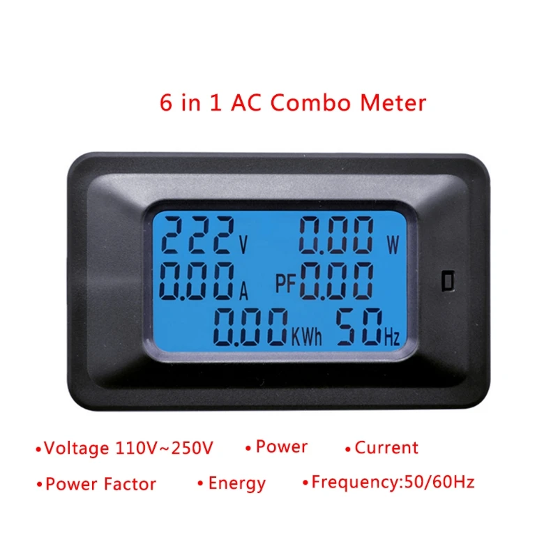

20A/100A AC 110-250V LCD Digital Panel Power Watt Meter Monitor Voltage KWh Voltmeter Ammeter