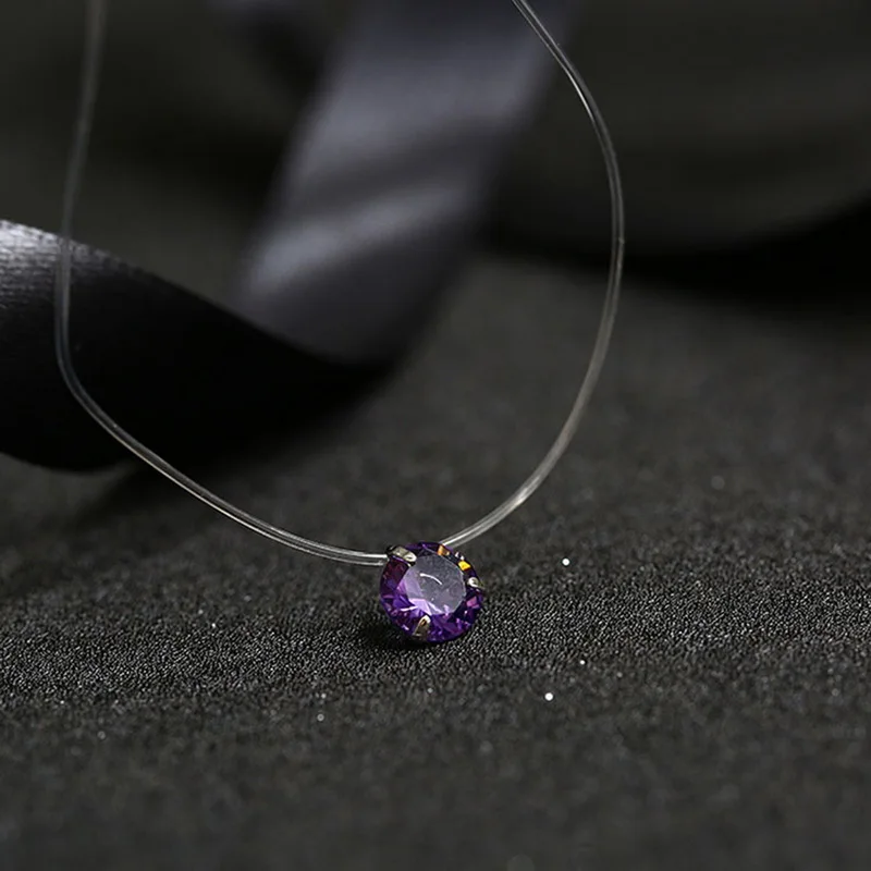 LASPERAL ожерелье женское невидимое Стразы прозрачная леска цепочка Кулон Ожерелье модное украшение, колье Femme