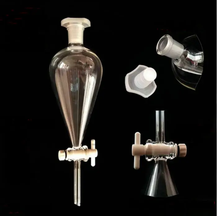 1pcs 60ml to 1000ml pear shaped Separating Funnel Glass Lab Glassware