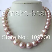 Ювелирные изделия 00594 потрясающий АА большой 14 мм круглый фиолетовый пресной воды культивированный жемчуг ожерелье