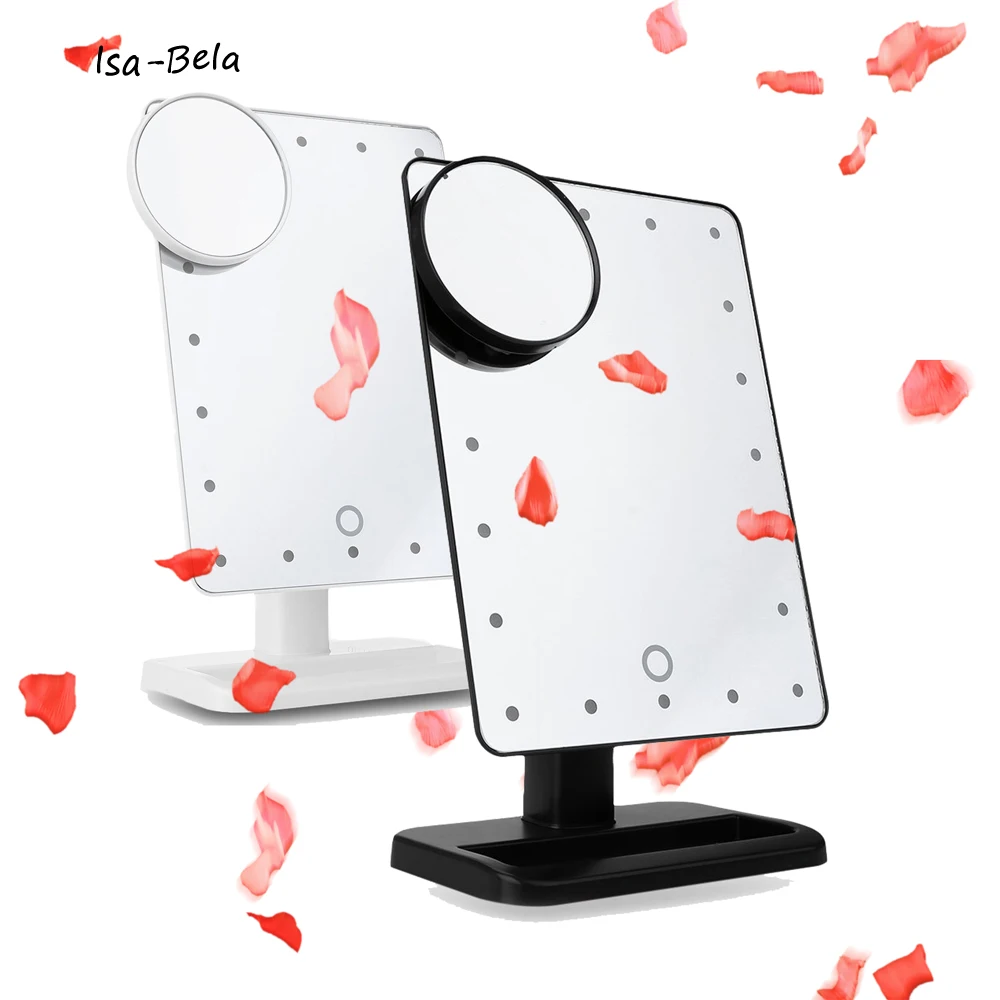 20 LEDs Lighted Mirror Tabletop Countertop Cosmetic Mirror Makeup