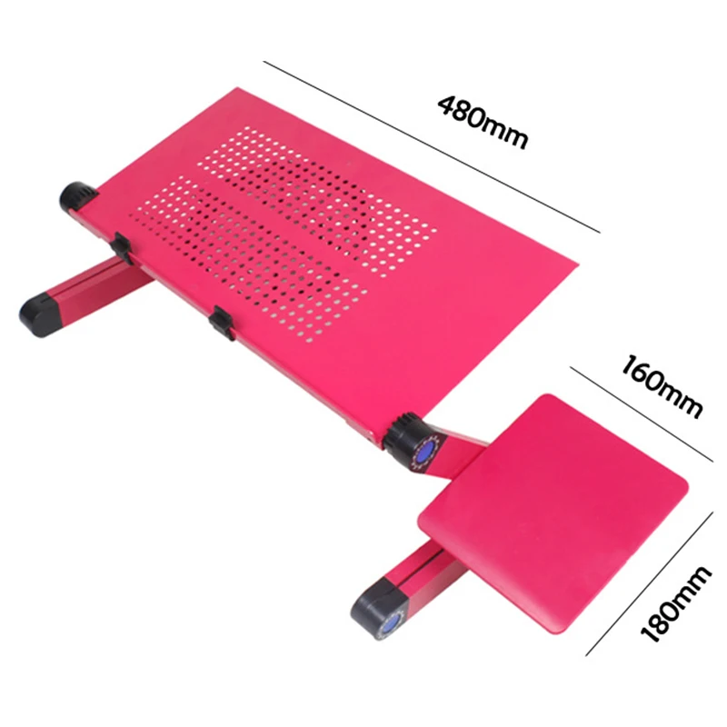 Складной столик для ноутбука из алюминиевого сплава, регулируемая охлаждающая подставка для ноутбука, настольный держатель с ковриком для мыши, стол для ноутбука - Цвет: Красный