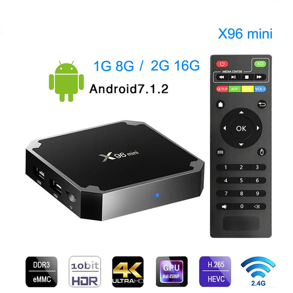 

X96 Mini Smart Android 7.1 Tv BOX 2G 16G Set Top Box IPTV Box 1G 8G X96mini support 4K HD 2.4G Wireless WIFI Media Player