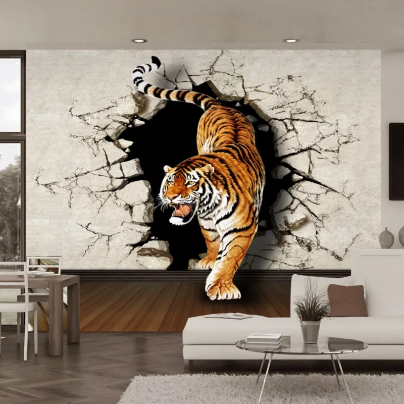 photo wallpaper 3D Stereo Tigers wall mural backdrop living room ...