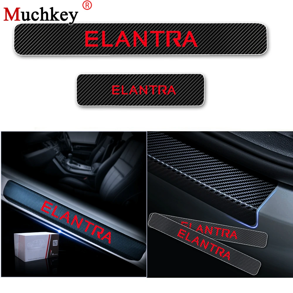4 шт. наклейки из углеродного волокна для Hyundai Elantra Накладка на порог двери