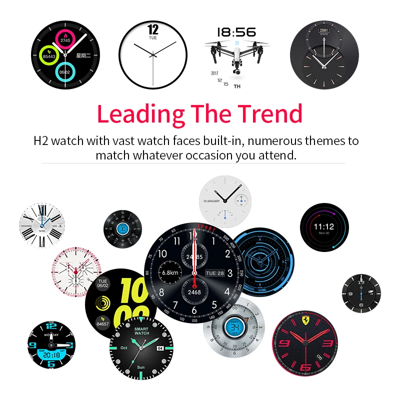 H2 3G Wifi GPS Smart Watch Phone 5MP Camera Quad Core 1G RAM 16G ROM Heart Rate Pedometer Bluetooth Fashion Sport SmartWatch
