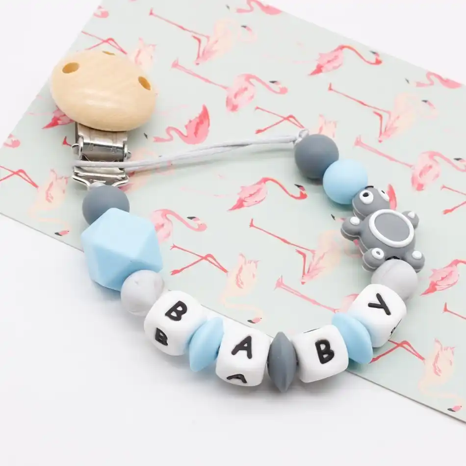 personalised silicone dummy clip
