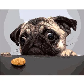 

dog Biscuits Animal DIY Digital Painting By Numbers Modern Wall Art Canvas Painting Unique Gift Home Decor 40x50cm