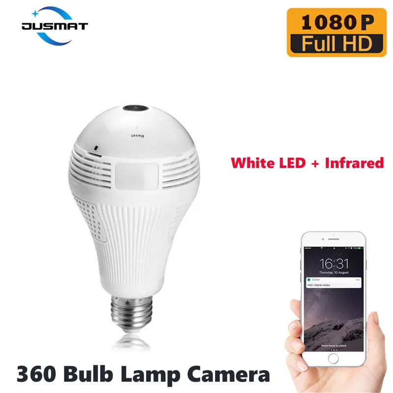 

wifi 360 degree light bulb lamp camera infrared E27 security surveillance indoor monitor 1080p support high speed tf 64G card