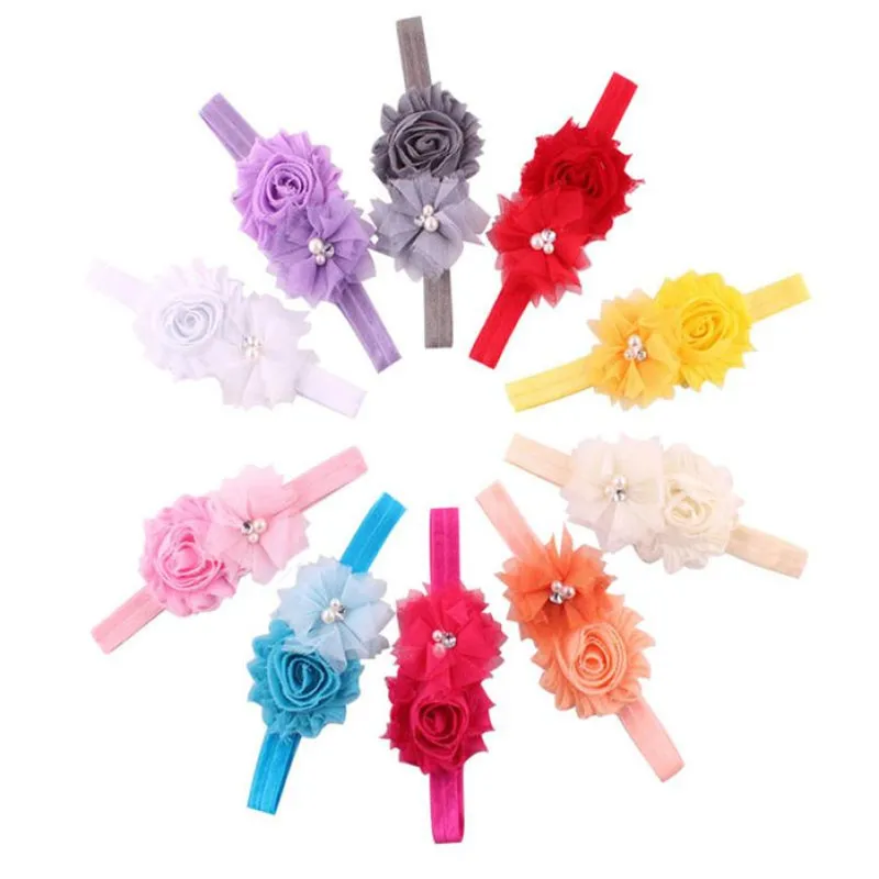 

Hair Accessories Baby Hair Soft Mesh Flower Pearl Combination Elastic Jair Belt baby girl accessories