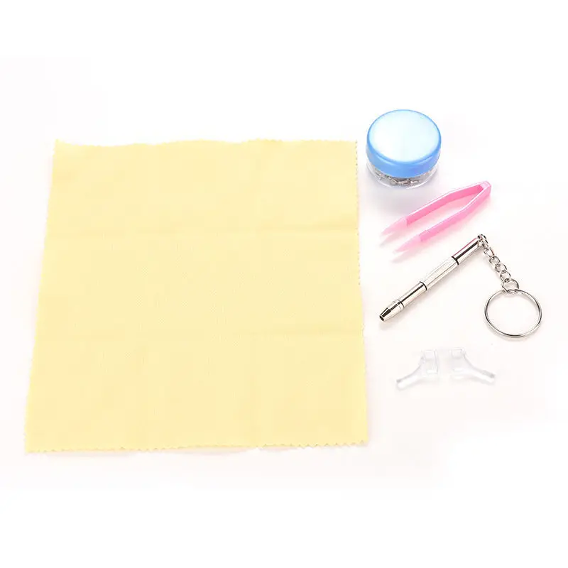 Useful Spectacle Eyeglasses Cleaning Cloth Screws and Screwdriver Kit