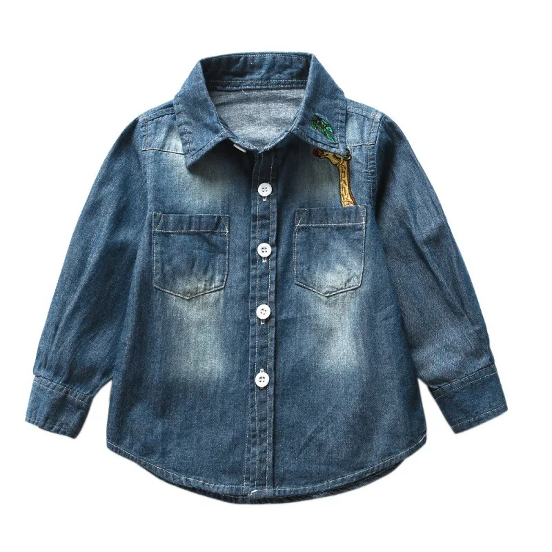 

Todder Boys Fashion Shirt Sleeved Outwear Denim Shirt Girls Boys Children Spring New Character Deer Cotton Shirts