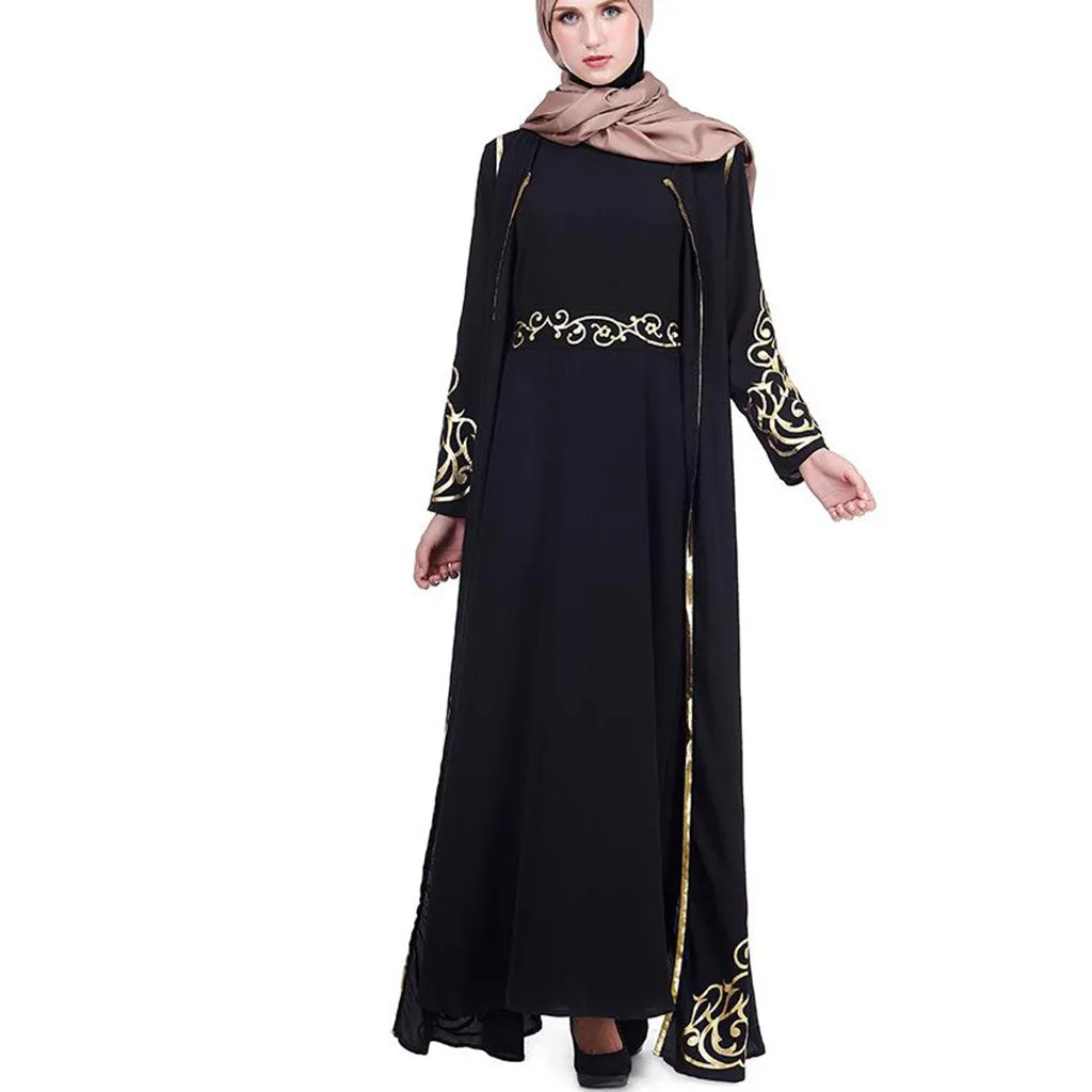 MUQGEW мусульманское Абая, для мусульман и платье, костюм из 2 предметов Для женщин Туника и кафтан Абаи тонкий мусульманская Платья для вечеринок Костюмы костюм, накидка, Восточный халат vestidos