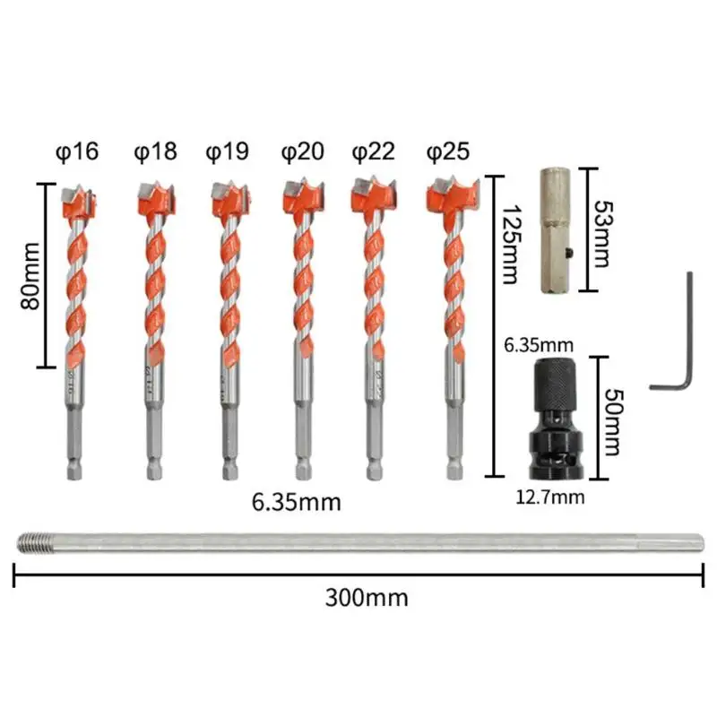 Сплав шестигранный хвостовик Сверло Дровосек стены дерева отверстие пилы бурения инструменты комплект