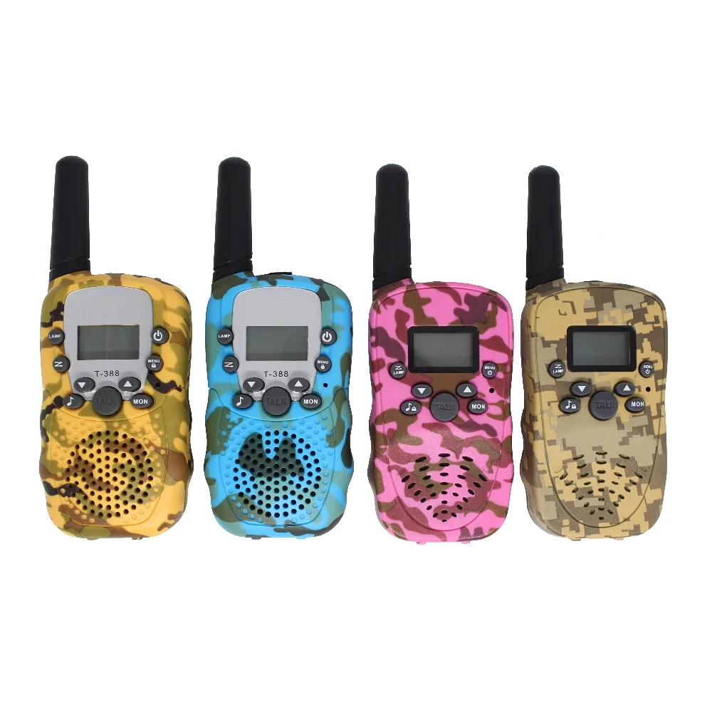 Buen valor Mini walkie-talkie T388 para niños, Radio de dos vías con linterna LED VOX, Camuflaje, 22 canales, FRS/GMRS, 0,5 W, 2 uds. znKnKeZR