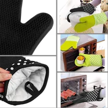 1 шт. термостойкие силиконовые перчатки для барбекю, кухонные инструменты, микроволновые силиконовые рукавицы для печи, гриля, духовки, перчатки, новинка KO884405
