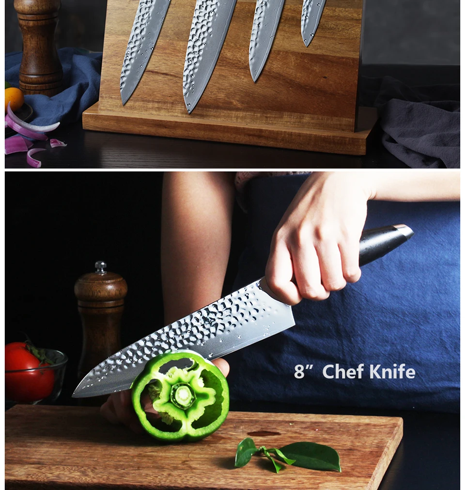 FANGZUO, наборы кухонных ножей, лезвие из нержавеющей стали, острое, удобная ручка, нож шеф-повара, нож для нарезки, нож Santoku, подарки