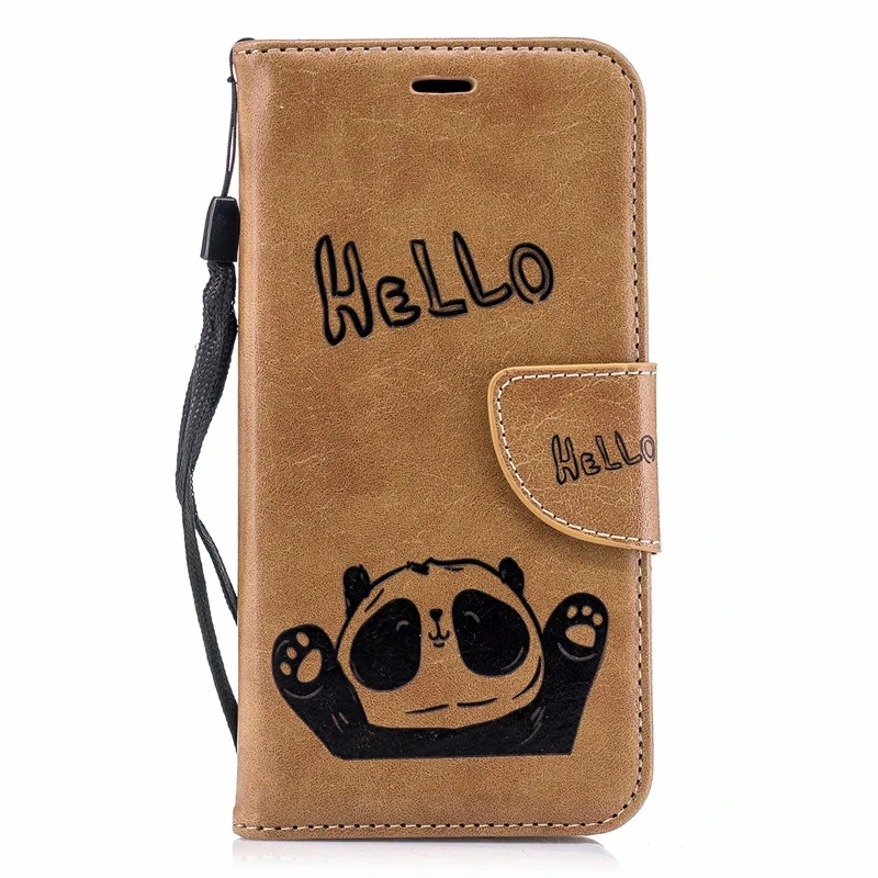 Для Iphone X 10 8 7 Plus 6 6S SE 5 5S кожаный чехол бумажник с принтом Hello Panda слот для карт ID