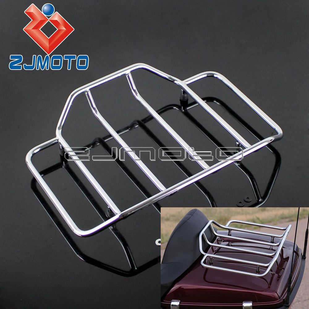 Chrome Motorcycle Luggage Top Rack For Harley Touring Tour Pak Chopped
