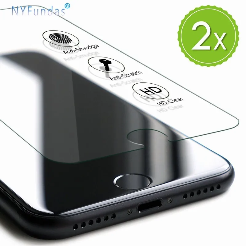 

NYFundas 2PCS For iPhone 7 6S 8 Screen Protector Tempered Glass ScreenProtector Film Protection Tool For iPhone 6 S Plus iPhone7