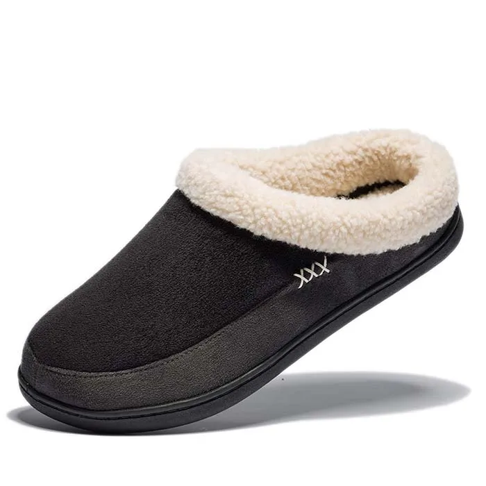 Теплые хлопковые тапочки; Мужская обувь для ванной; Домашняя мужская зимняя обувь на меху; Высококачественная плюшевая домашняя обувь на плоской подошве размера плюс 48, 49, 50 - Цвет: 760 Black