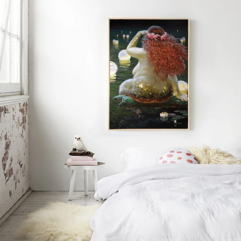 Modern Art Victor Nizovtsev Canvas Prints Oil Painting Nude Mermaid Decorations Wall Picture For Living Room Nordic Poster