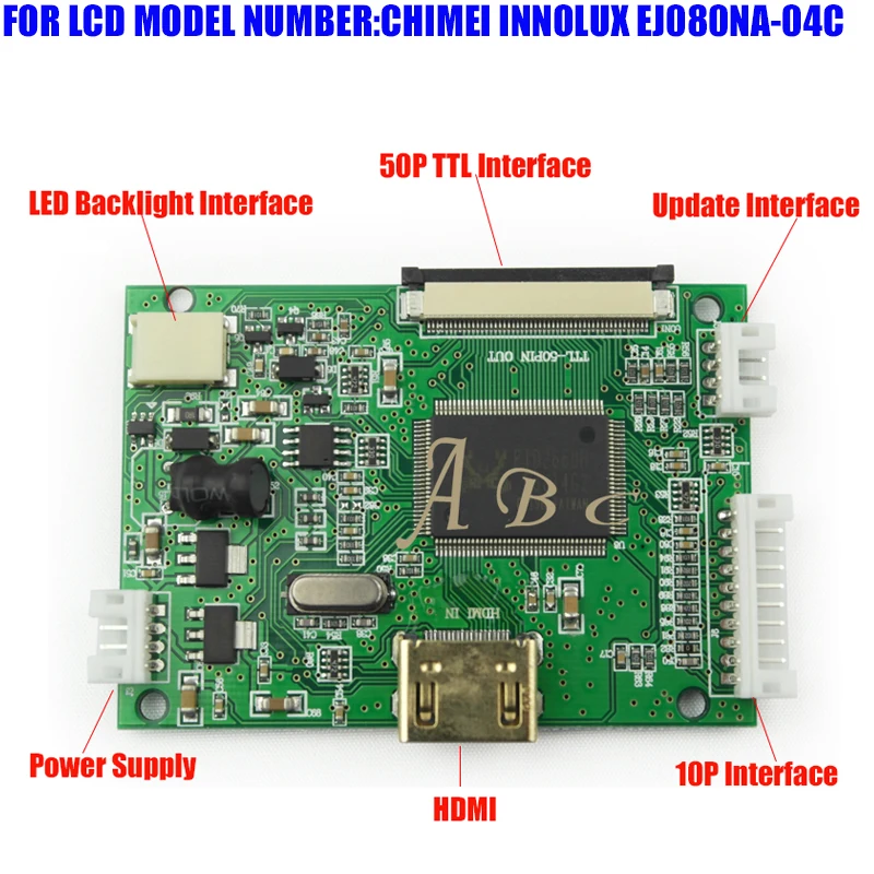 

HDMI 50P 40P TTL Parallel Controller Board Module Monitor for Raspberry PI 2 IPS TFT LCD Display EJ080NA-04C 8" 1024x768 Panel