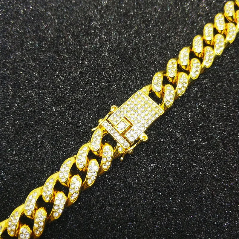 Полный горный хрусталь Iced Out мужской хип хоп шикарный кубинский браслет