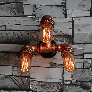 

3 Heads Water Pipe Wall Lamps Vintage American Country Industrial Retro Wustic Wall Light Warehouse Sconce for Home Lighting E27