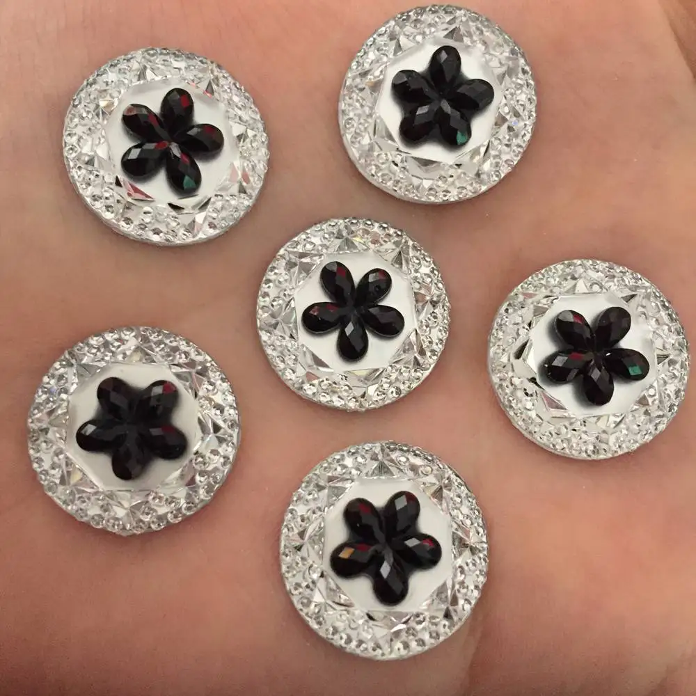 

NEW DIY 20PCS 20mm Resin round flower Rhinestone Flatback Wedding Buttons U PICK K161*2