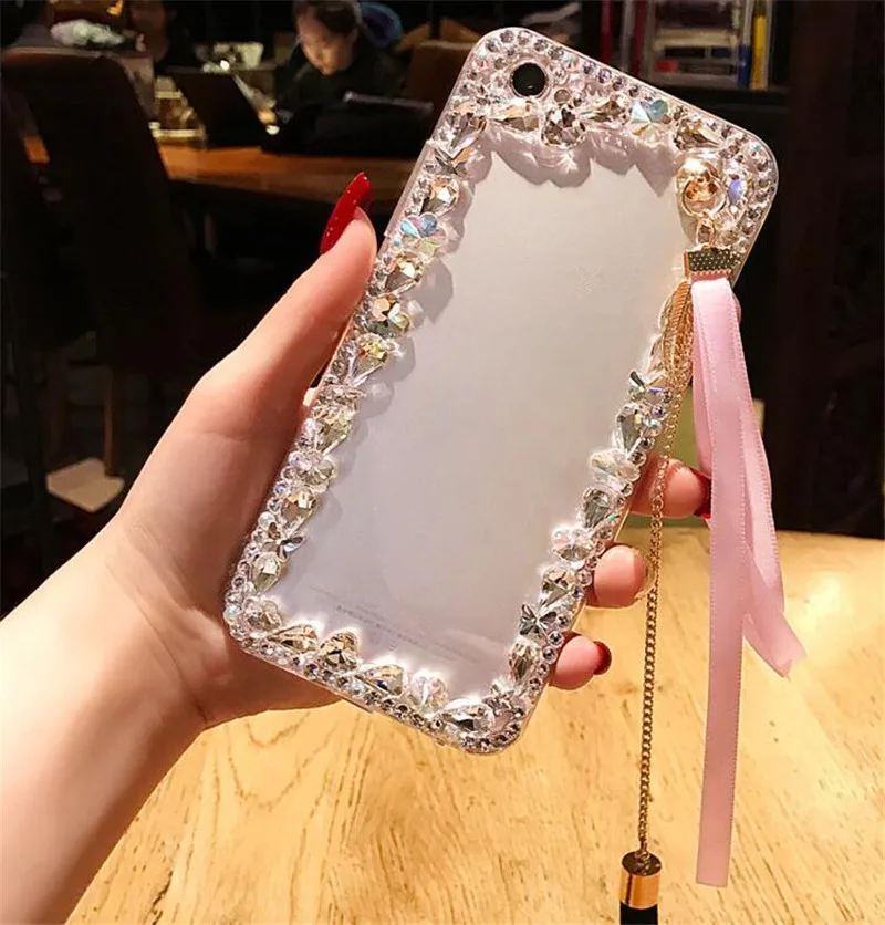 Для iPhone 11 Pro MAX XS XR 6 7 8 6plus 7/8plus Прозрачный чехол для телефона с цветком и стразами