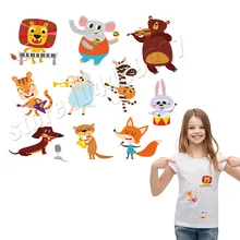 Музыка Parches Животные медведь лев собака кролики наклейки моющиеся на одежду DIY теплопередачи Патчи Пользовательские аксессуары аппликация