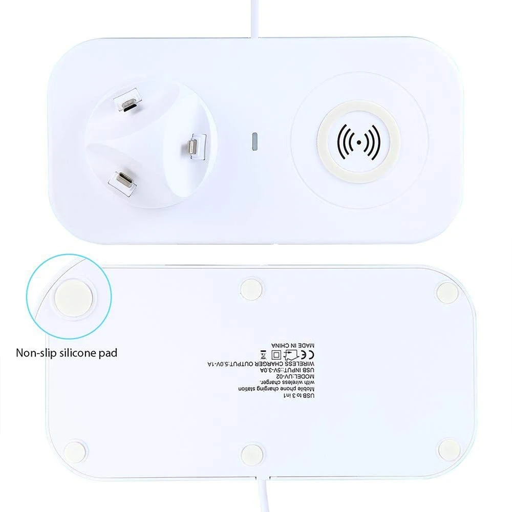 3IN1 MicroType CISO Charger Dock Cradle Wireless Charging USB Cable Adapter Charge Stand for iPhone X 8 Samsung S8 S9 Note 8 (2)