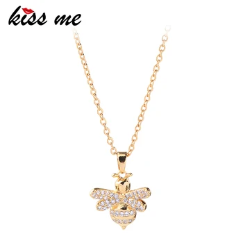 

Kiss Me Gold Color Insect Zircon Pendant Necklace For Women Fashion Jewelry