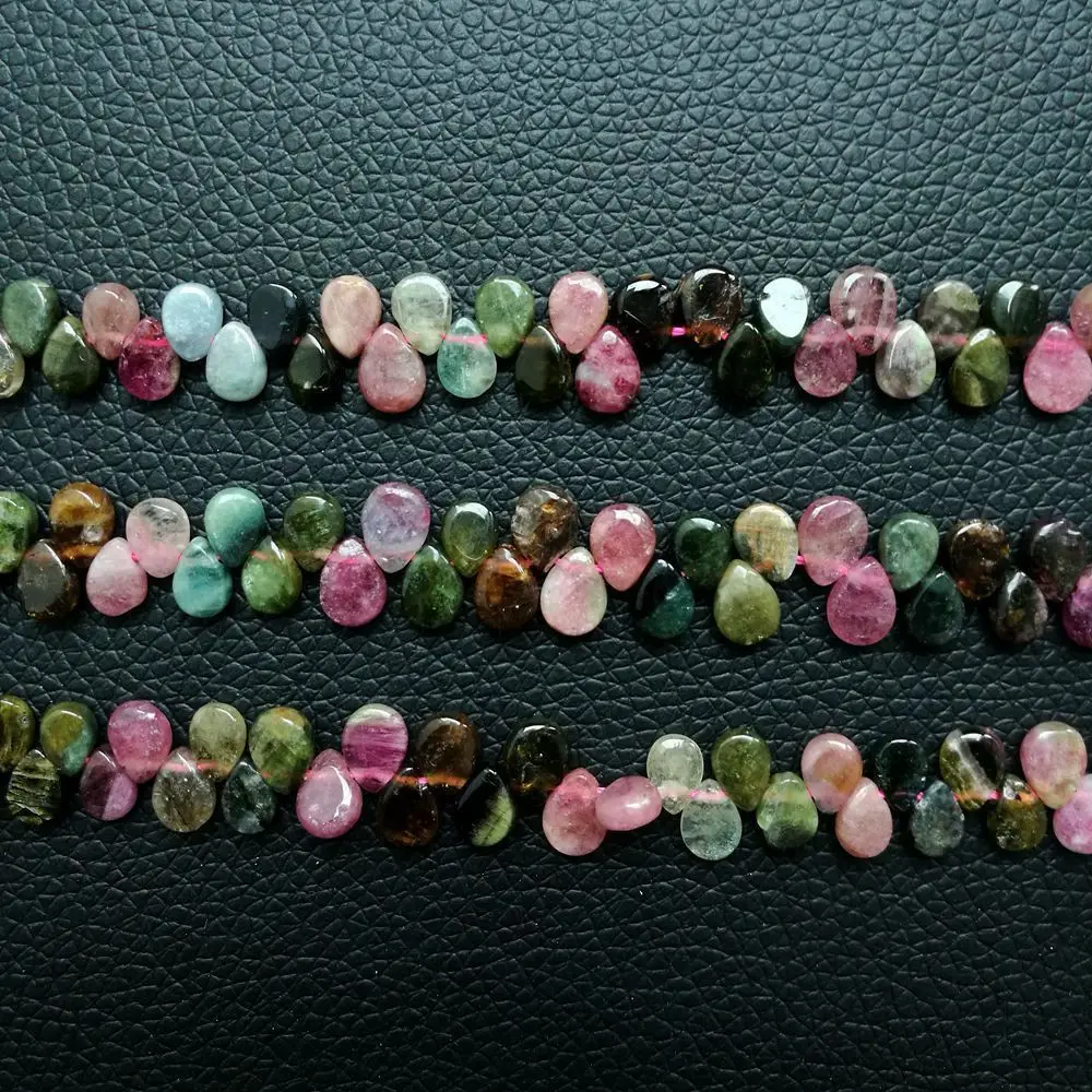

8SE11180 Natural Multi Color Tourmaline Briolette 5x7mm 15.5" Strand