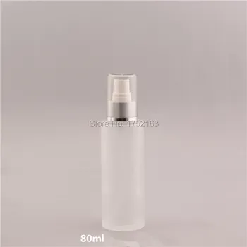 

80ml frosted glass bottle,white pumps with silver ring, cream bottle,cosmetic packaging,lotion bottles,press pump glass bottles