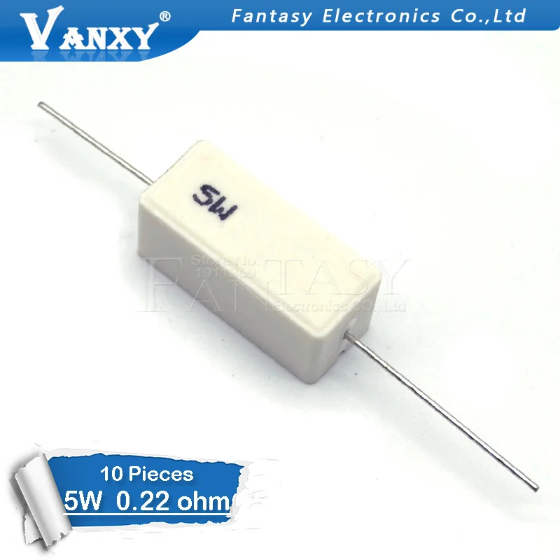 10 шт. 5 Вт 0,22 Ом цемента сопротивление 0.22R 0.22ohm