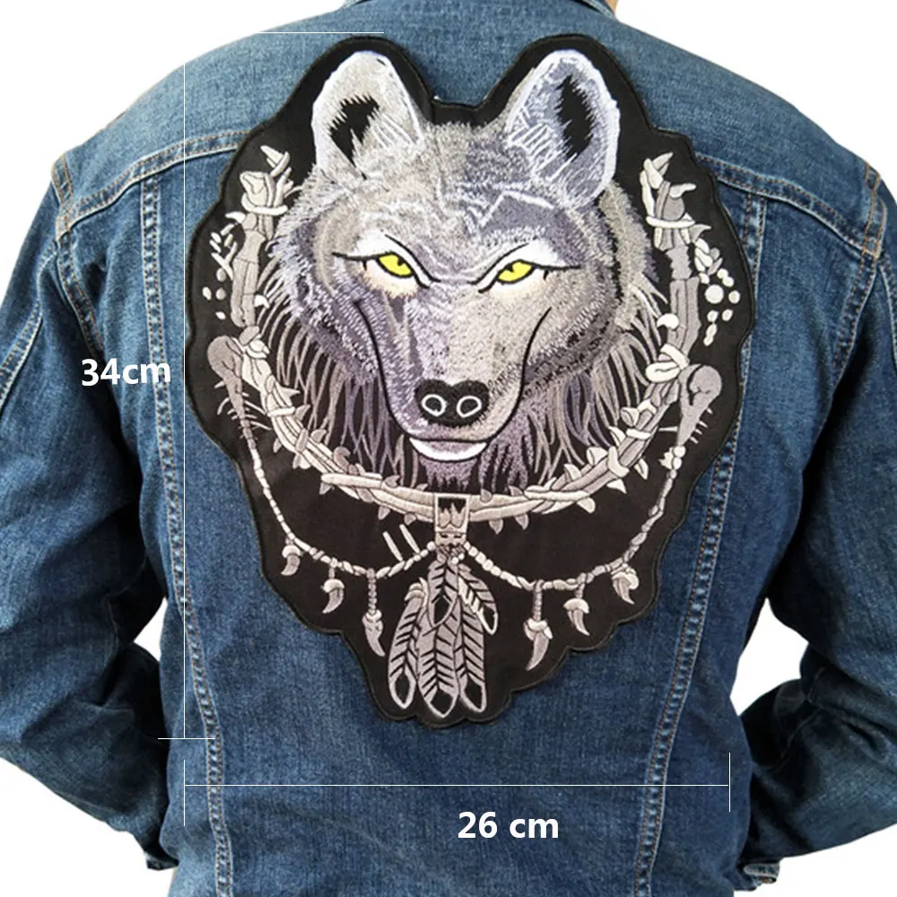 Большой Волк байкер патч для поддержки куртки, панк мотоцикл вышивка Скелет Байкерский значок, Череп патч одежды аксессуар