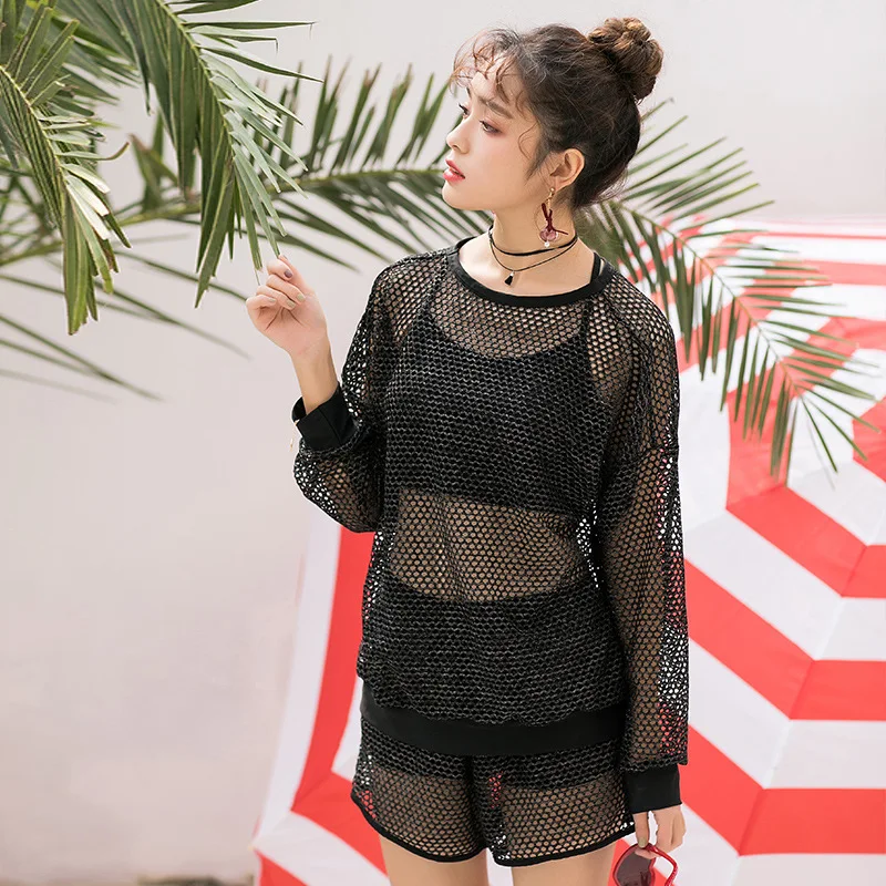 

Retro Swimsuit Two-Piece Swimming Suit Beachwear 2019 Summer Tops For Women May Women's Beach Three Piece Suits Female Sexy