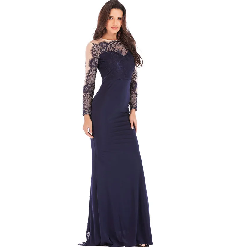 IDress High Quality Lace Embroidery Evening Dress Long Sleeve Charming Robe Longue Femme Long Dress for Wedding Party for Woman (10)