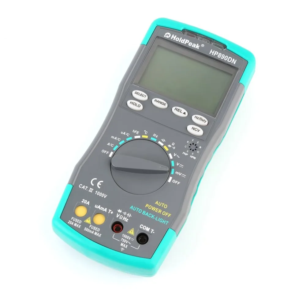 

HoldPeak HP890DN LED Digital Multimeter True RMS DMM with NCV Detector Voltage Current Meter Capacitance Tester Auto Range