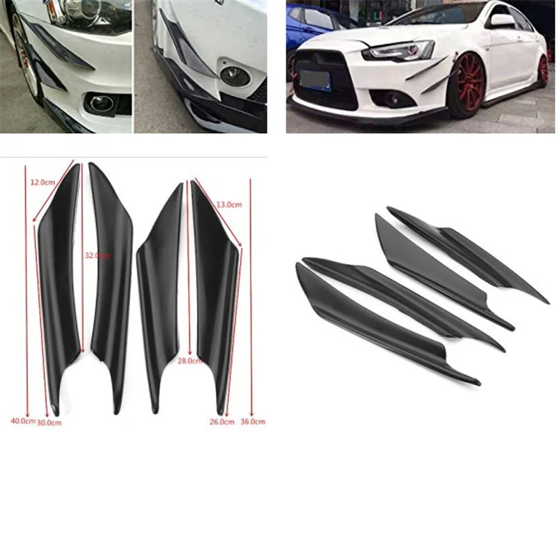 

car styling 4pcs car front bumper spoiler bumper lip splitter fins body spoiler canards car stickers