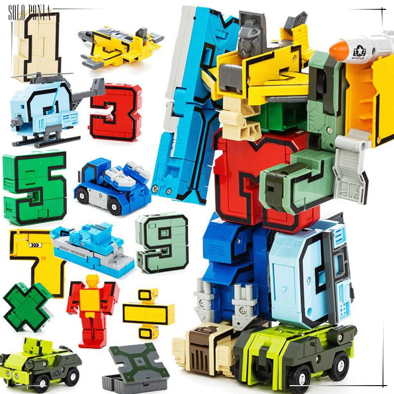 

15 IN 1 Transformation Robot Car and number Toys Anime Devastator Aircraft Tank Models Toy Boys learning education Kid Toy