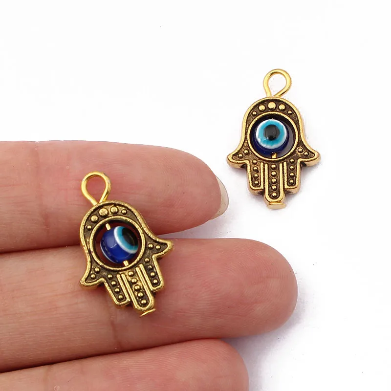 DIY Supplies for Jewelry Making 20pcsbag 13x15mm Fatima Hand Charms Antique Silver Antique Gold Mini Hole Bead Fittings