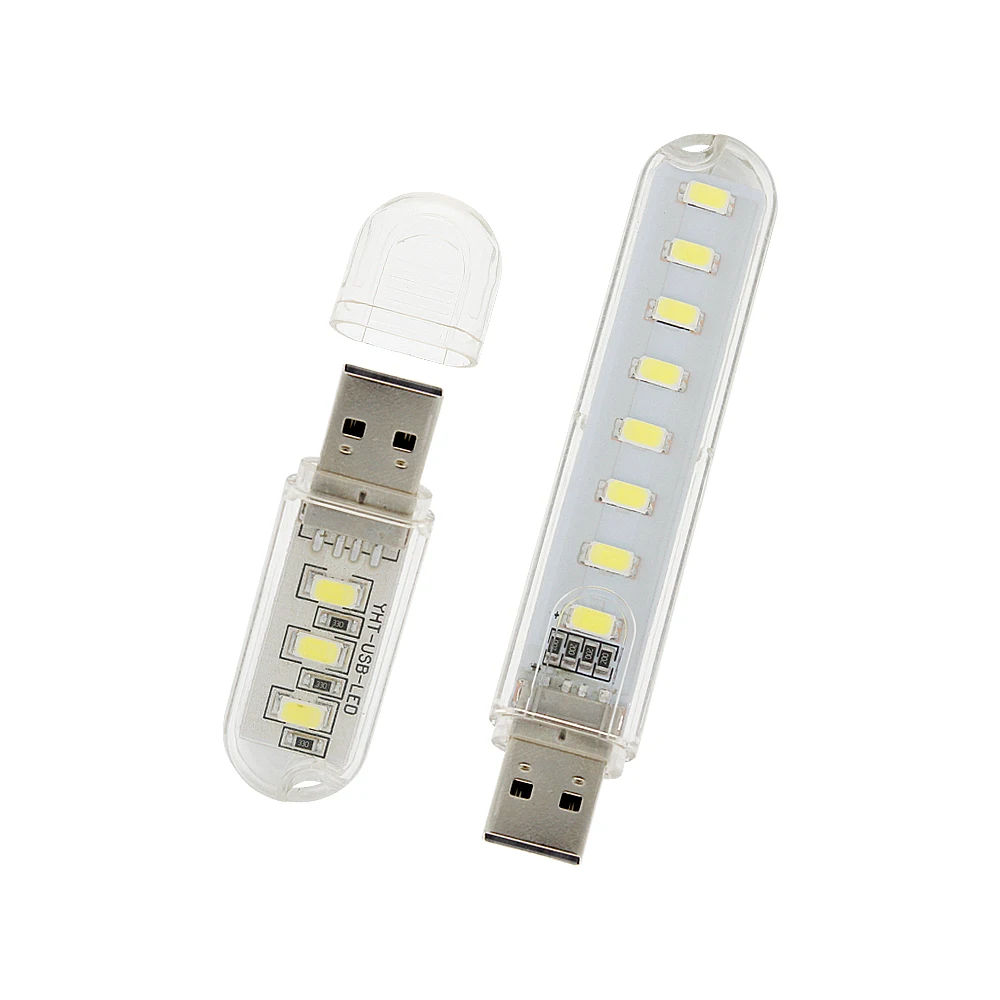 

1Pcs Mini USB Mobile Power 2LED 3LED 8LED Keychain Night Light Camping lamp 5V Charging Reading light Computer Laptop desk lamp