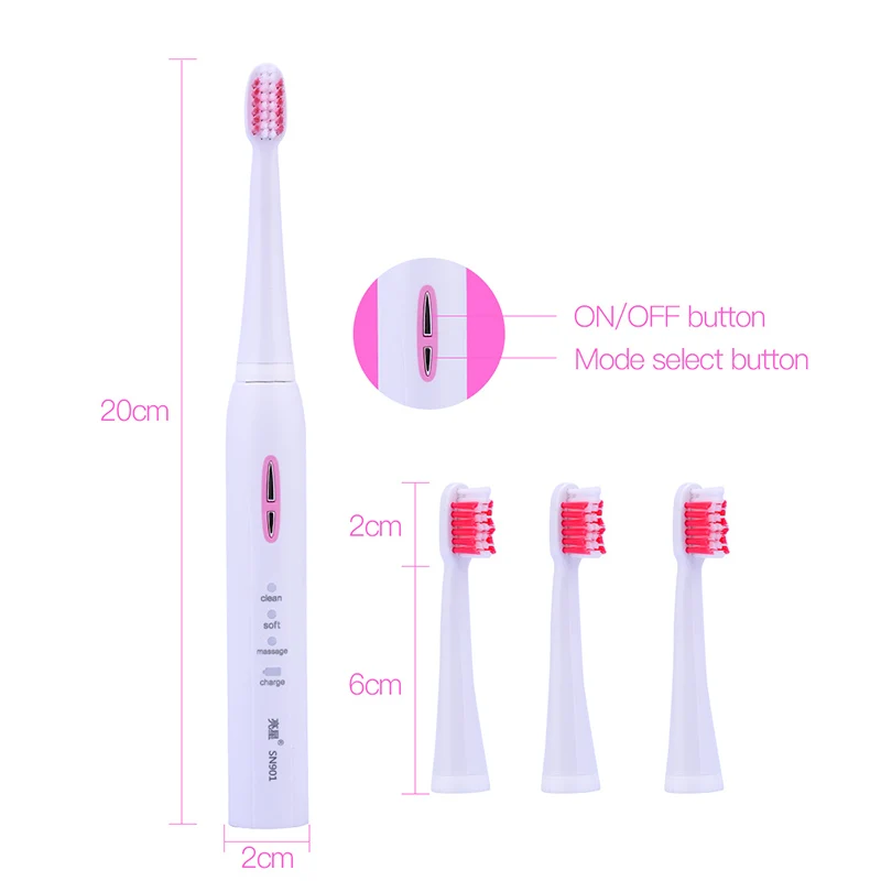 LANSUNG SN901 электрическая зубная щетка Sonic IPX7 Водонепроницаемая зубная щетка DuPont со сменными головками щетка с таймером уход за зубами ребенок