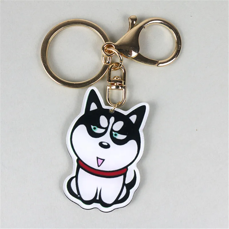 Fashion Jewelry Pet Keychain Photo Cute dog parts glass convex photo keychain acrylic metal chain keychain fashion accessories