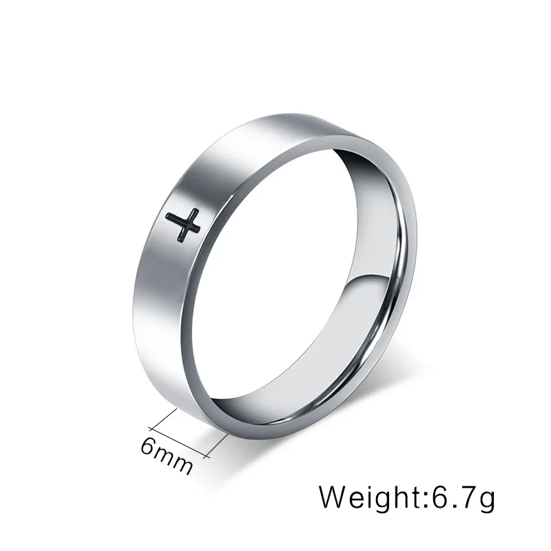 Fashion Punk Titanium Steel Jesus Cross Wedding Band Finger Ring for Men Women High Quality Gothic Jewelry Engagement Gift