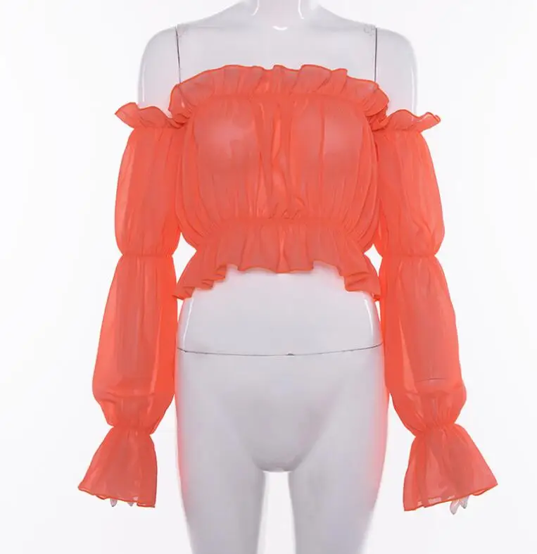 

New women's one-shouldered lanterns sleeves short loose T-shirt