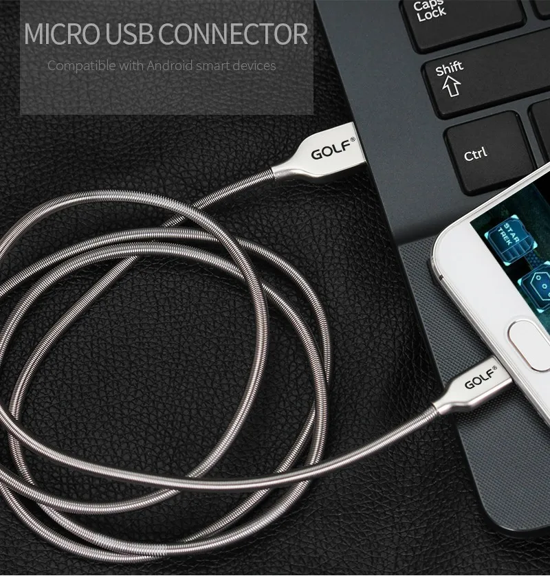 Металлический для гольфа пружинный Micro usb кабель для зарядки и синхронизации данных для samsung S4 S6 S7 Note4 LG G3 G4 Выдвижной зарядный кабель для телефона Android